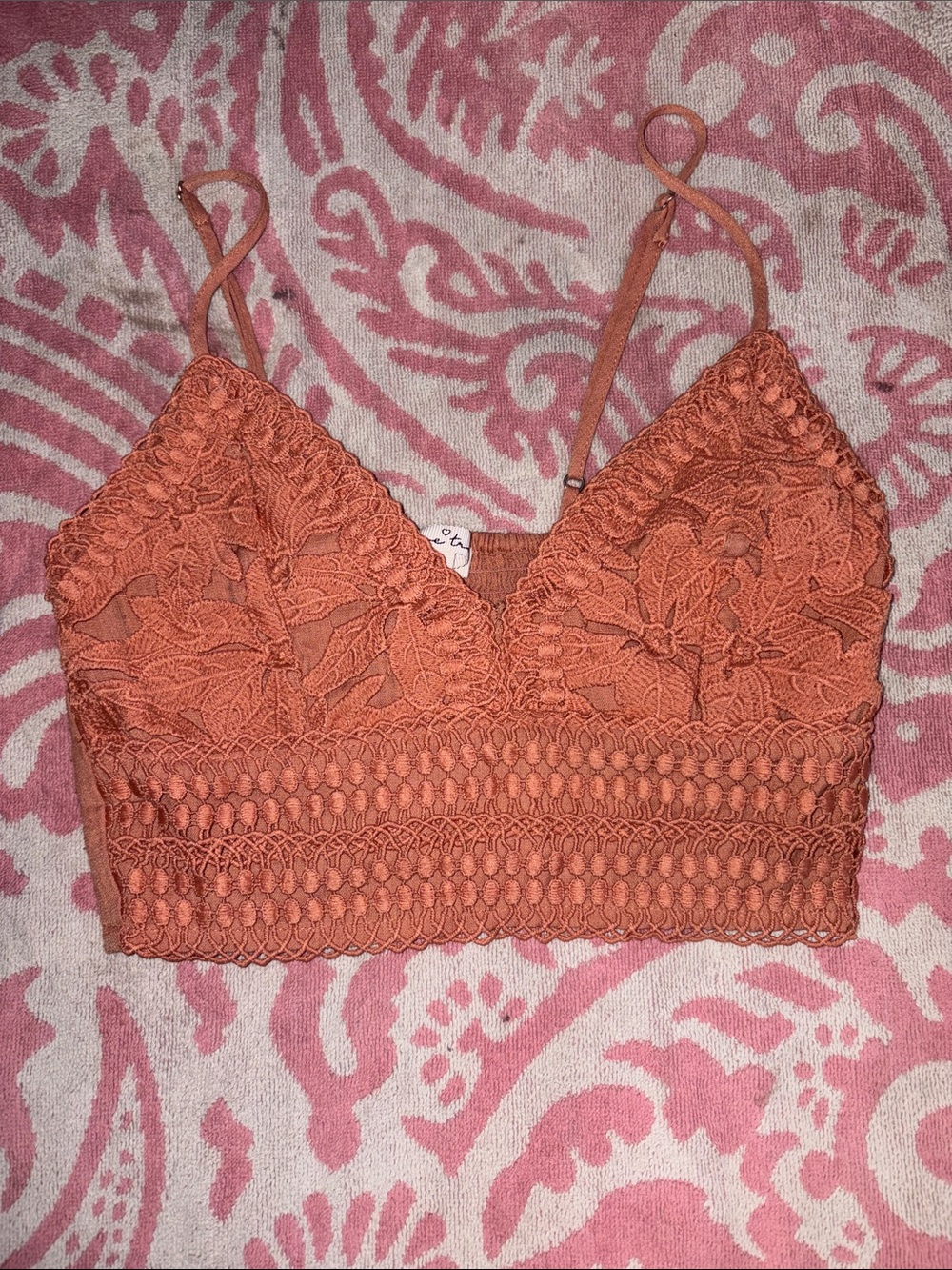 Love Tree Rust Crochet Lace Bralette Crop Top
